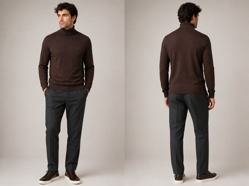 NEW! Express Men's 100% Merino Wool Turtleneck Sweater M Dark Brown Top $88